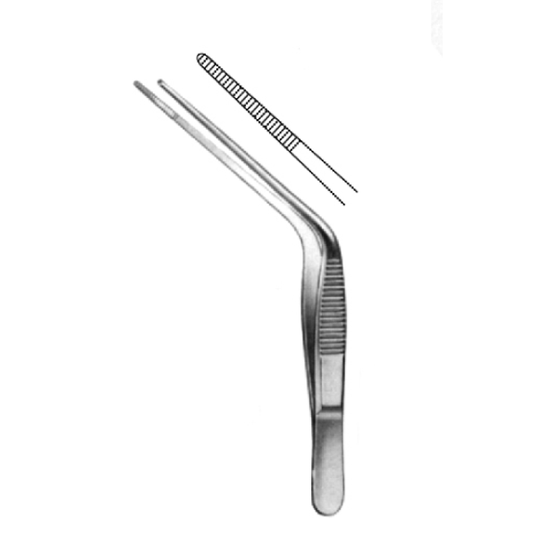Пинцет ушной анатомический, горизонтально-изогнутый, 105*1,5 мм