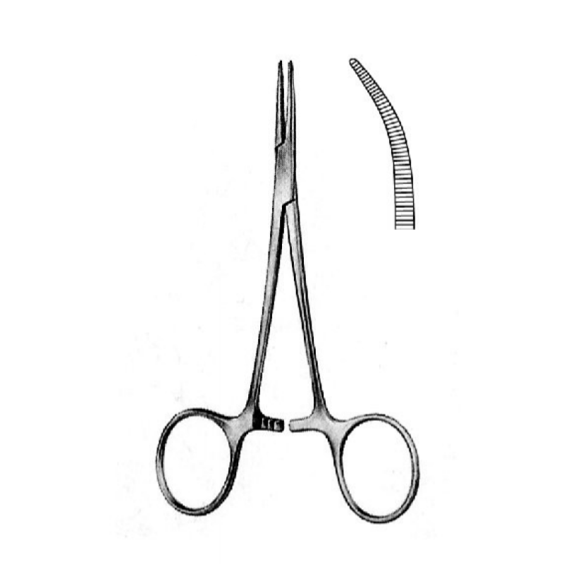 Зажим Москит изогнутый 100 мм микрохирургический