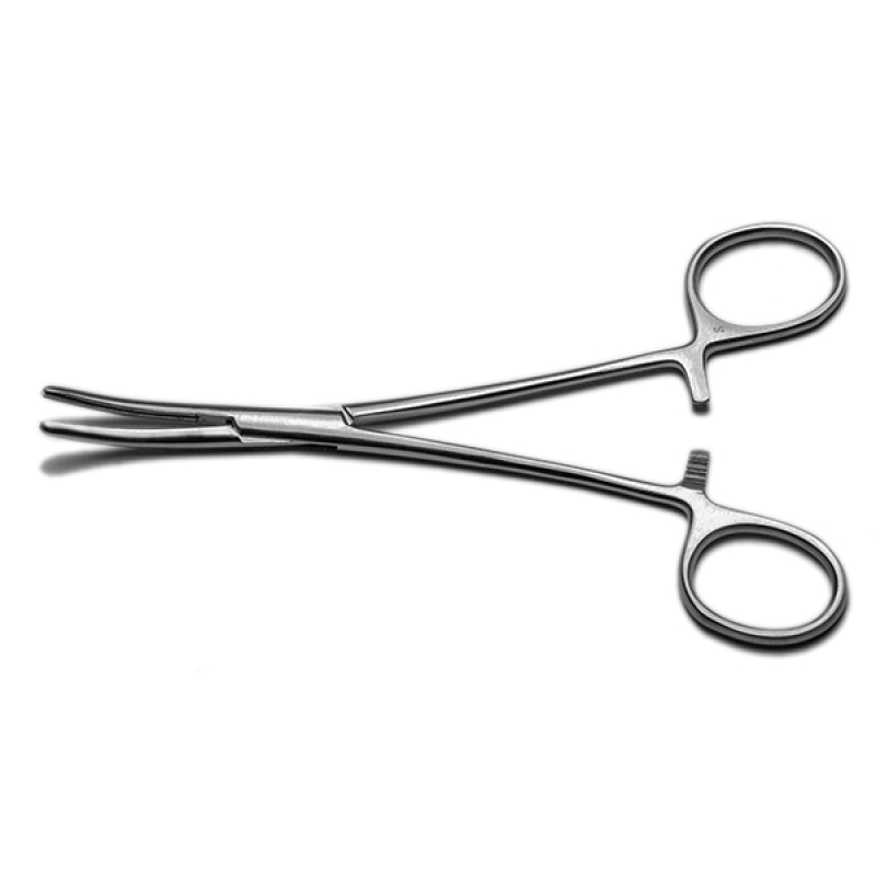 Зажим с атравматической нарезкой изогнутый 160 мм