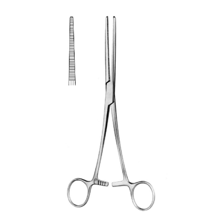 Зажим кровоостанавливающий зубчатый прямой, 200 мм (Бильрот)