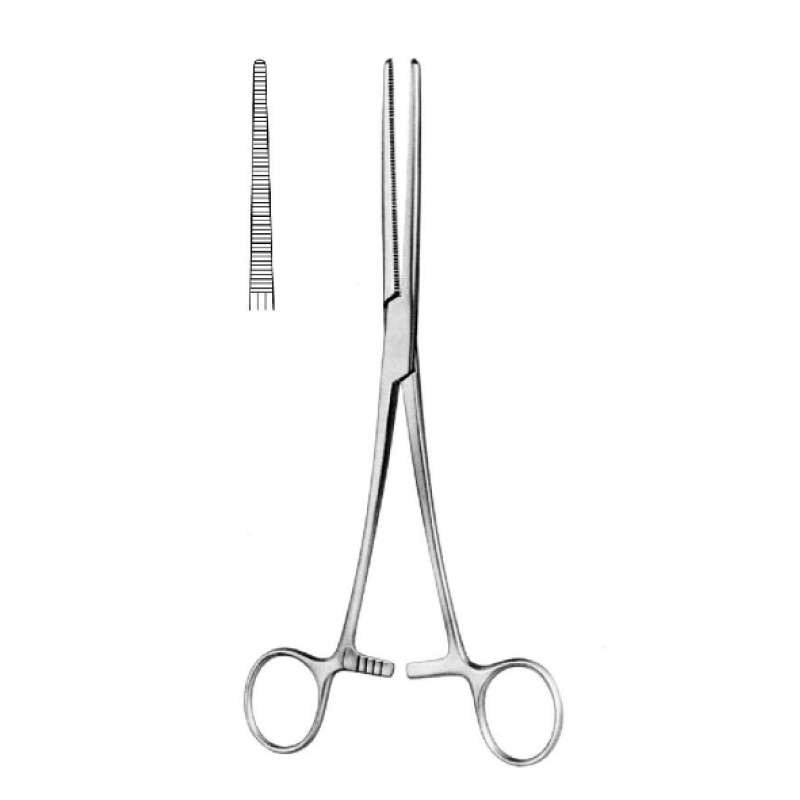 Зажим кровоостанавливающий зубчатый прямой, 250 мм (Бильрот)