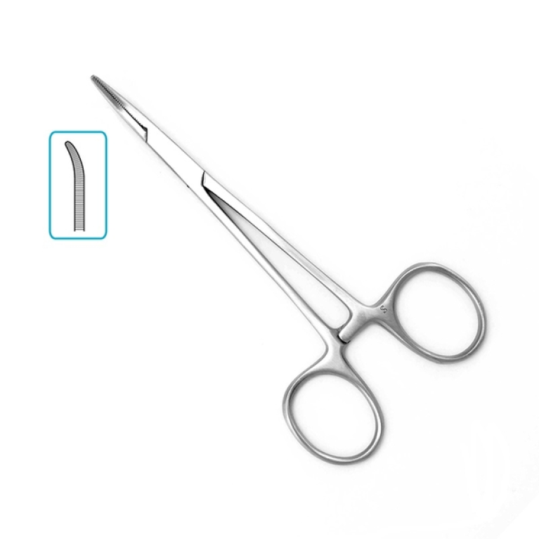 Зажим Москит изогнутый 100 мм микрохирургический