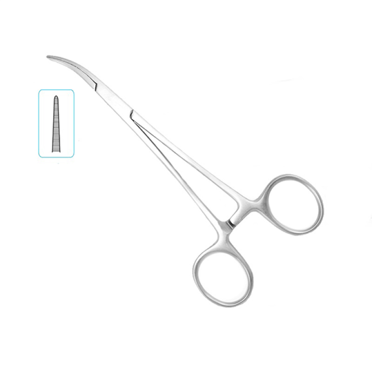 Зажим Москит изогнутый по ребру 120 мм